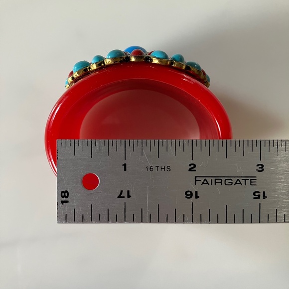 Vintage Iris Appel Estate Thick Bangle Bracelet Cuff Stone & Rhinestone Accents - Picture 4 of 6